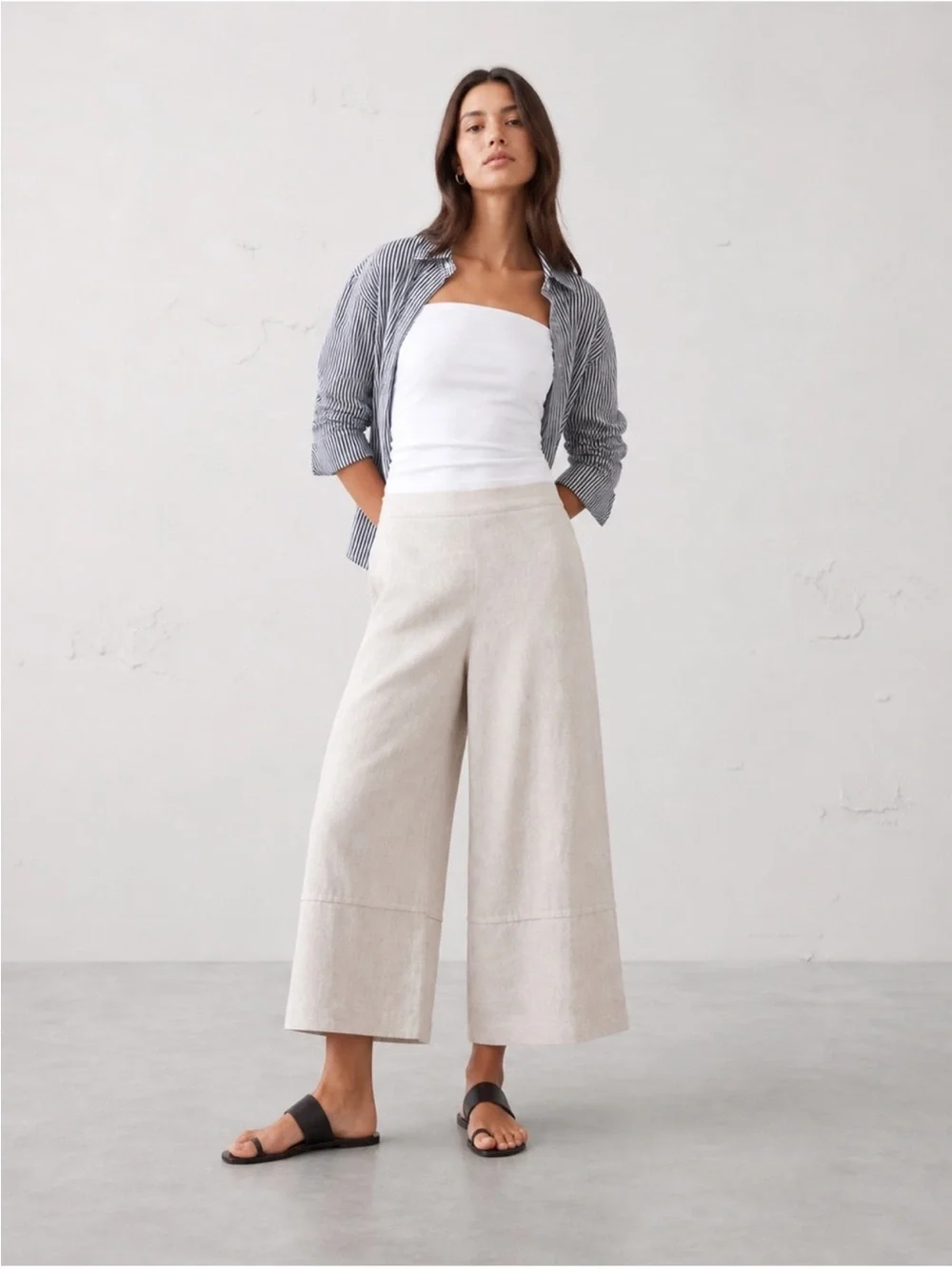 NWT! Banana Republic Wide-Leg High-Rise Linen-Blend Cropped Pant 📀1️⃣2️⃣